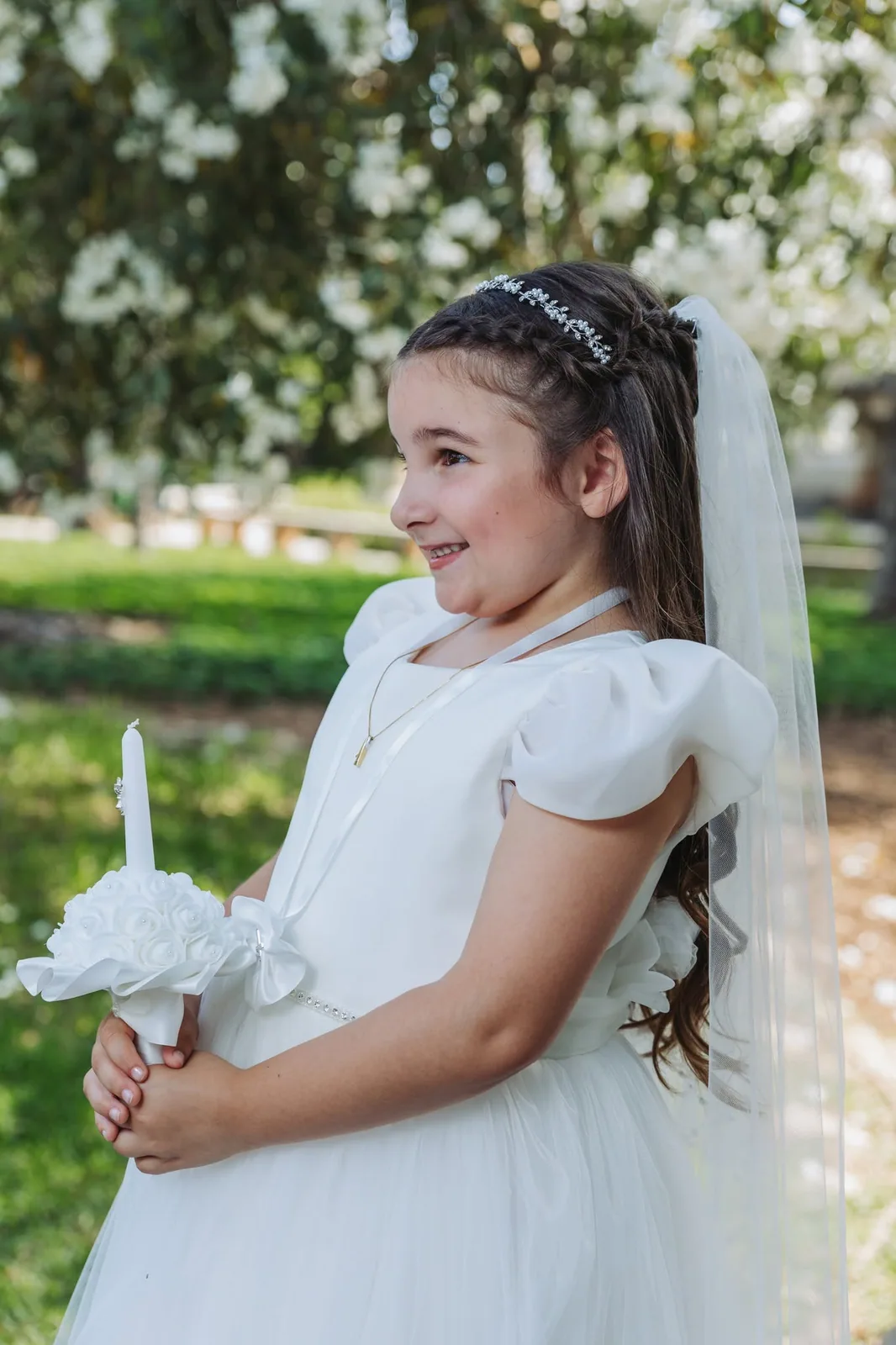 first communion girl with veil and candle malta