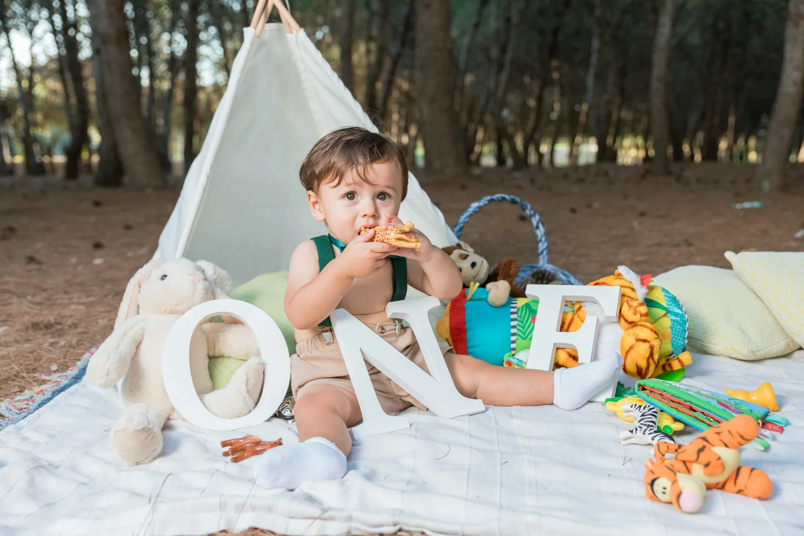 baby at woodland first birthday teepee malta