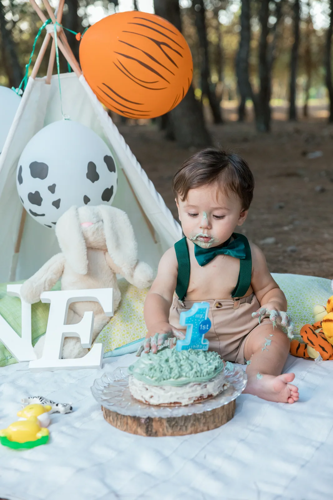 baby playing with blue cake at teepee malta