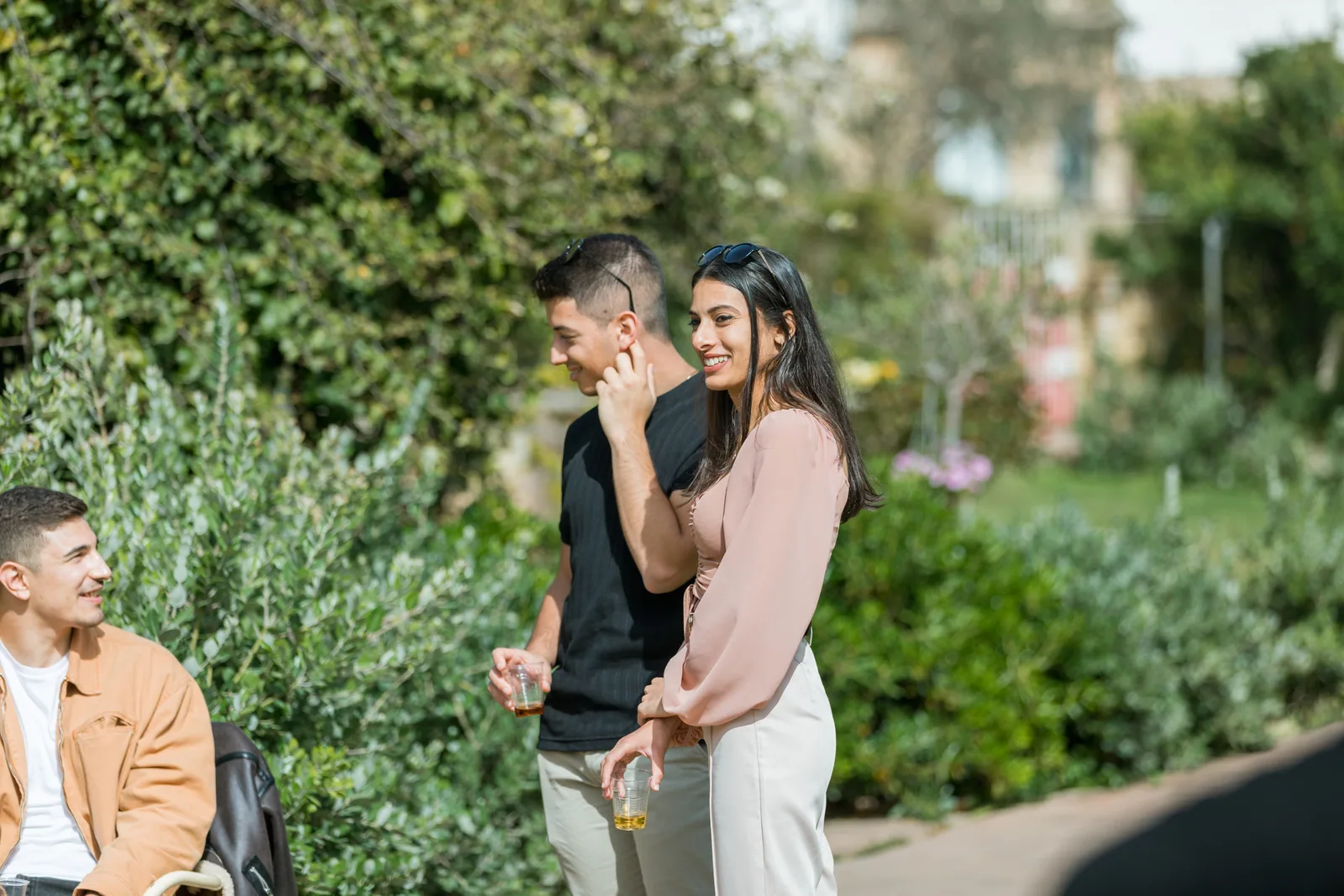 guests chatting at garden celebration malta