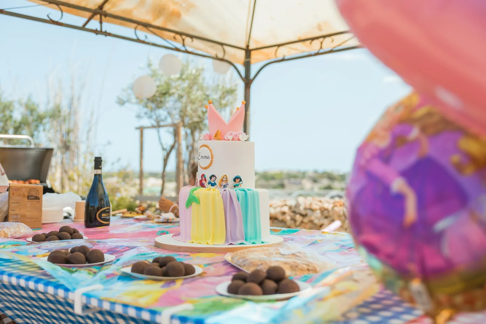 pastel birthday cake at outdoor party malta