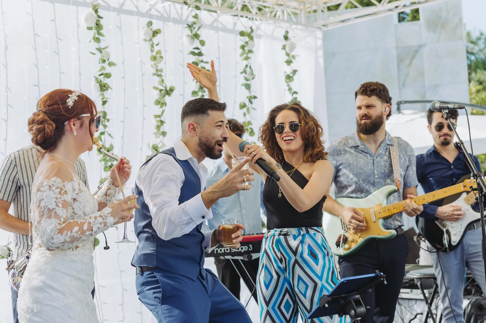 groom singing with live wedding band malta