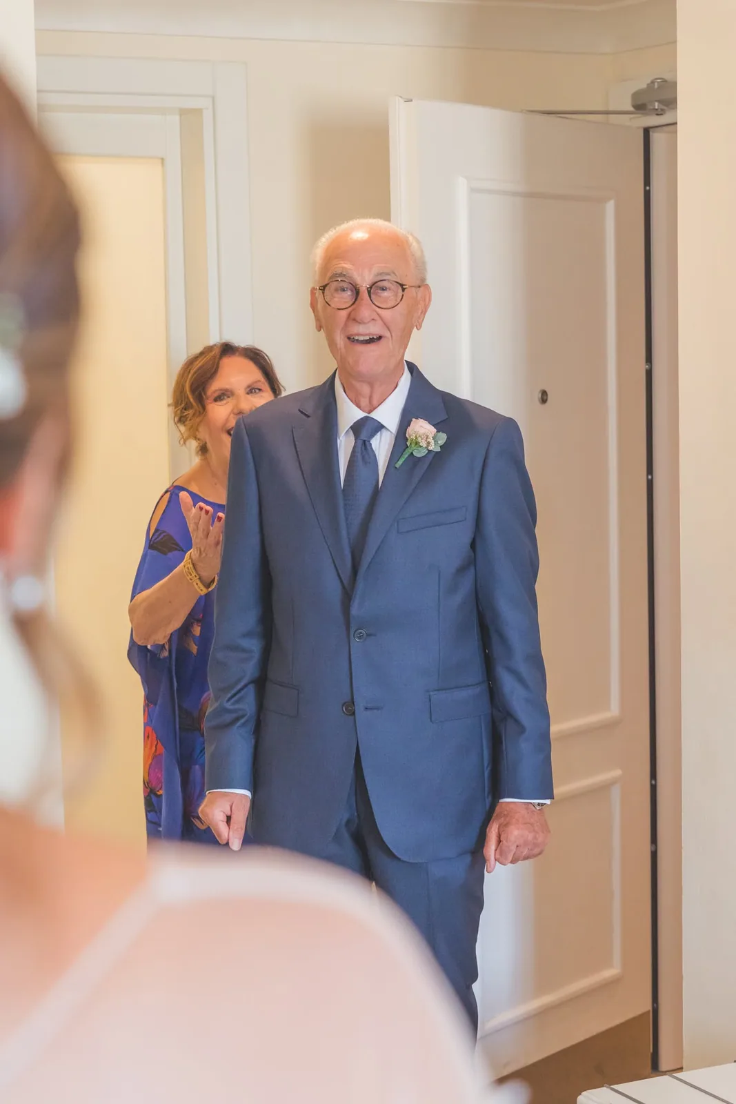 man in blue suit at bridal preparations malta