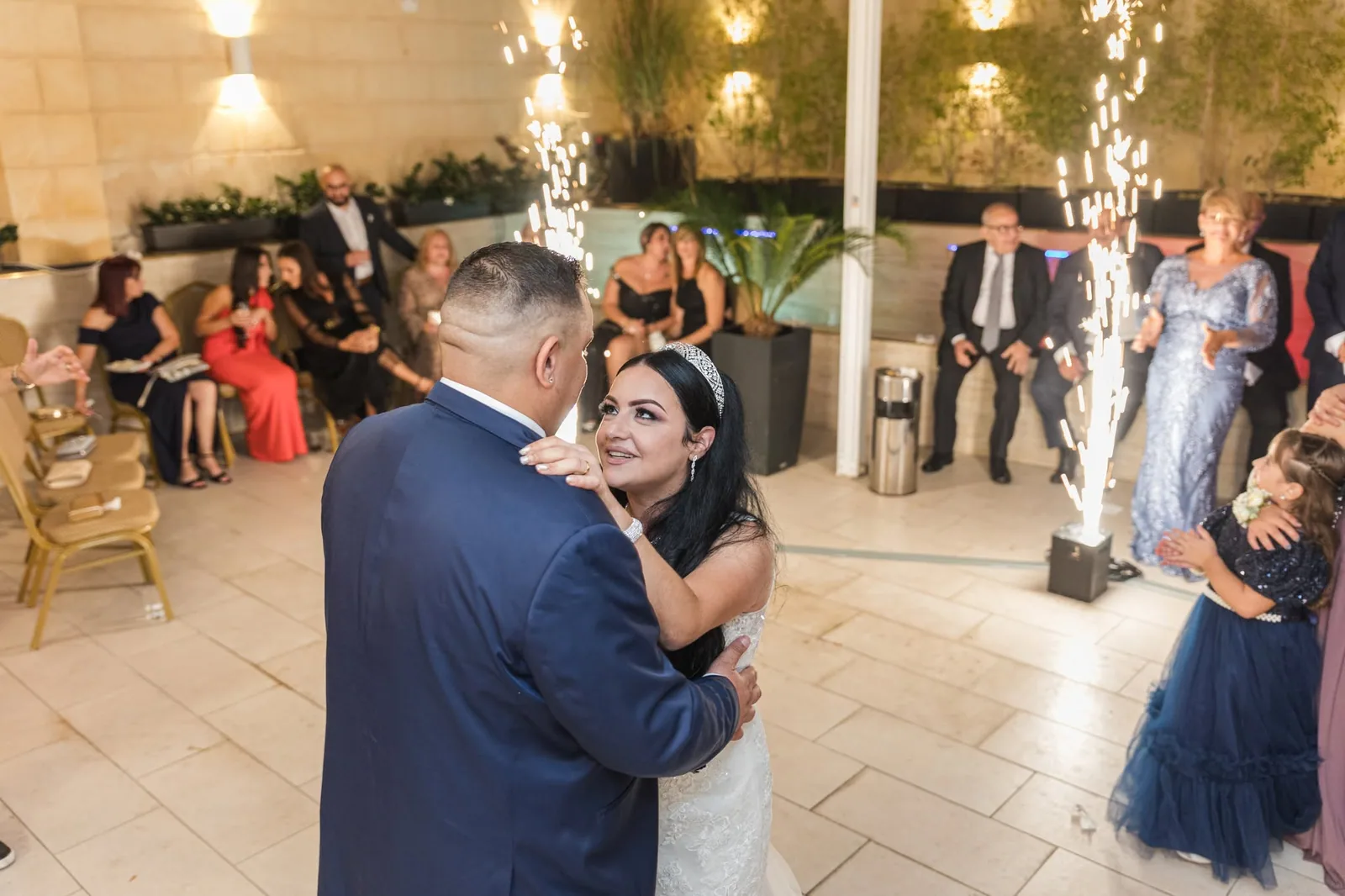 newlyweds first dance with sparklers malta