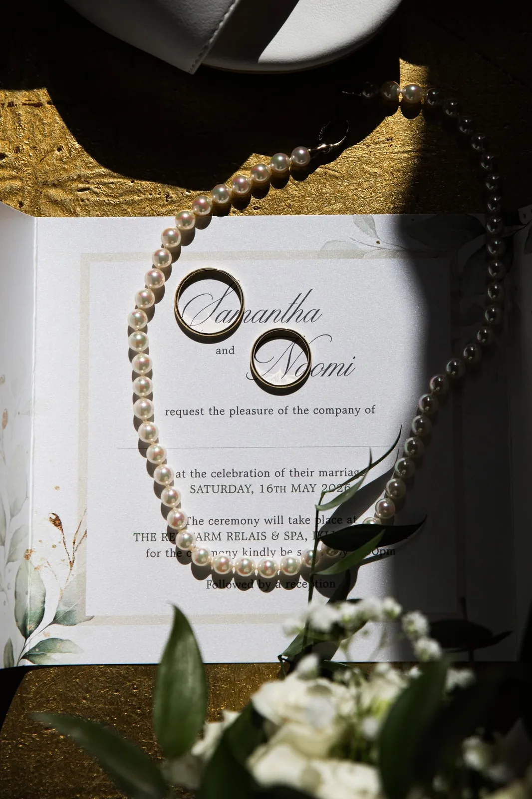 wedding invitation with rings and ribbon malta